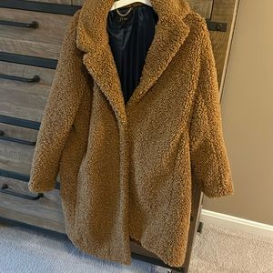 J Crew teddy bear full length coat in chestnut brown . Size is XL.